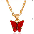 Colorful Butterfly Necklace Acrylic Animal Pendant Choker Clavicle Chain Birthday Party Jewelry Gift for Women,White